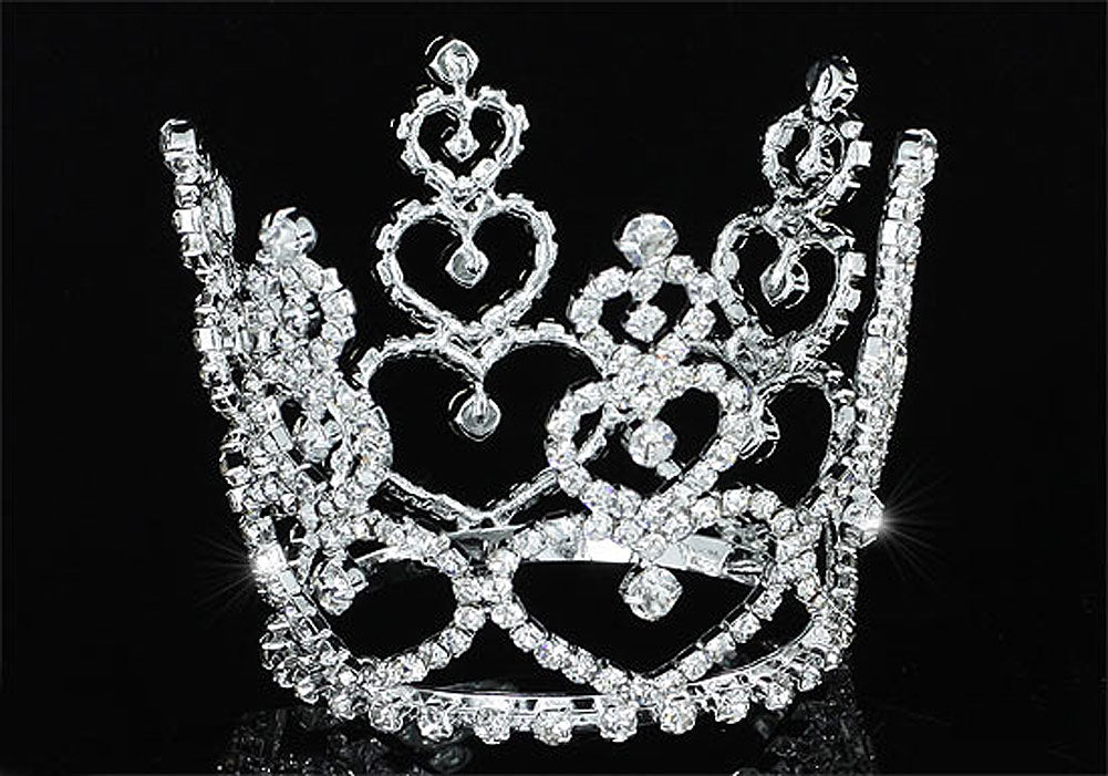 Bridal Heart Bride / Flower Girl Rhinestone Full Circle Round Mini Tiara Crown XT1708-0